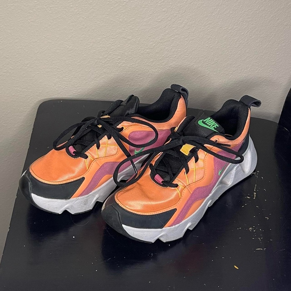 Nike Orange and Pink Athletic Sneakers with Chunky Design and Breathable Mesh